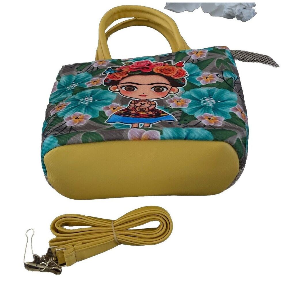 Frida Khalo Handbag Jute Crossbody Artisan Mexico with Coinpurse Handmade